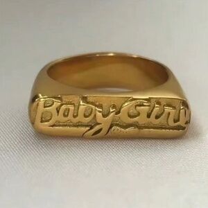 Stainless Steel BabyGirl Name Plated Ring Size 7